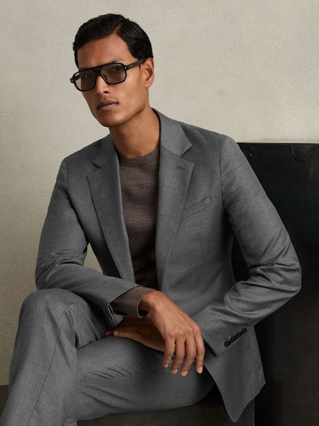 Slim-Fit Single-Breasted Wool Suit Blazer in Grey (AC9337) | €385