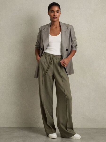 Wide-Leg Drawstring Trousers in Khaki (AD9453) | €220
