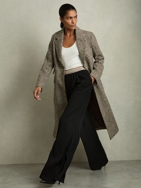 Stripe-Waistband Wide-Leg Trousers in Black (AE6492) | €220