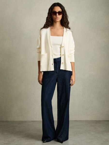 Chunky Knitted Cardigan in Ivory (AK1784) | US$210