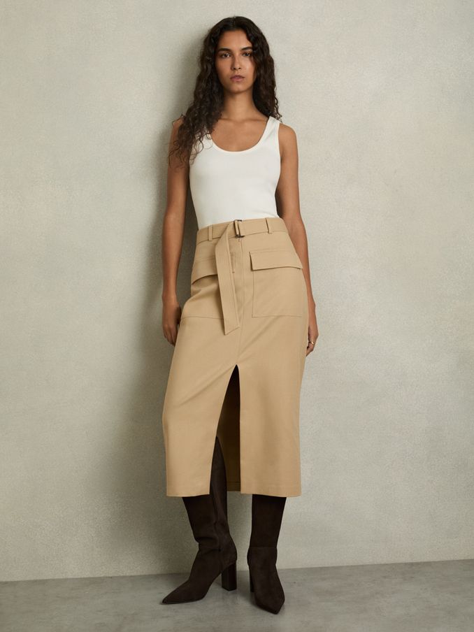 Reiss beige skirt outlet