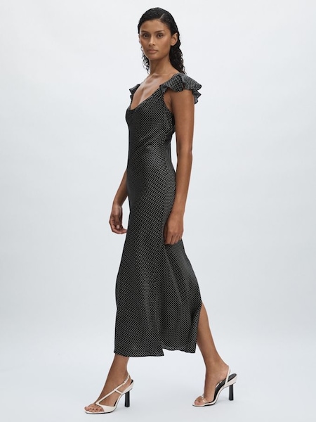 Paige Silk Satin Polka Dot Dress in Black (AM3251) | €630