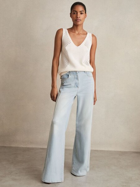 Stretch-Cotton Wide-Leg Jeans in Light Blue (AN6313) | US$285