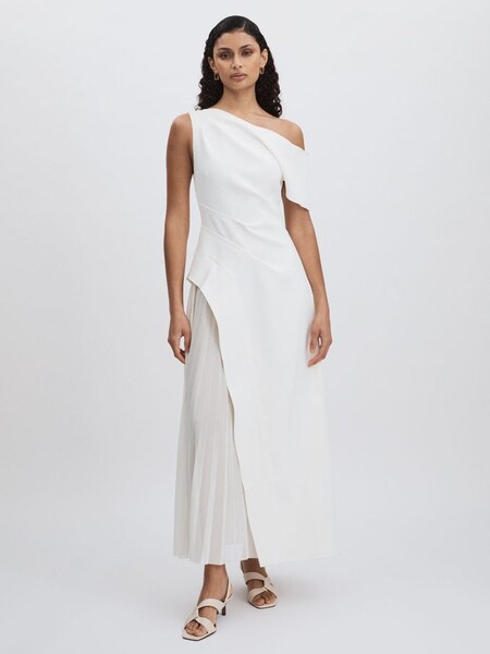 Sudden Midi Dress with Contrast Skirt in Cream (AP0364) | CA$1,200