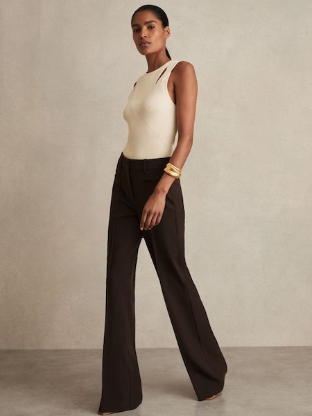 High Rise Flared Trousers in Chocolate Brown (AP8477) | €220