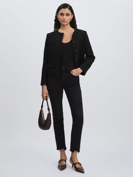 Distressed-Hem Cropped Jeans in Black (AW1293) | €240