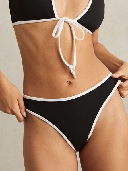 Good American Contrast-Trim Bikini Bottoms in Black (AW1361) | €85