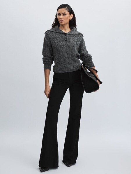Paige Angled Waist Flared Jeans in Black (AW1471) | AED1,570