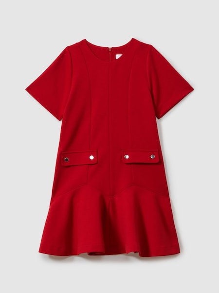 Teen Fit-and-Flare Pocket Detail Dress in Red (B00096) | SAR 330