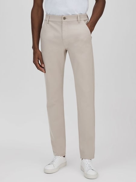 Paige Tapered Stretch Trousers in Oyster (B01671) | SAR 1,305