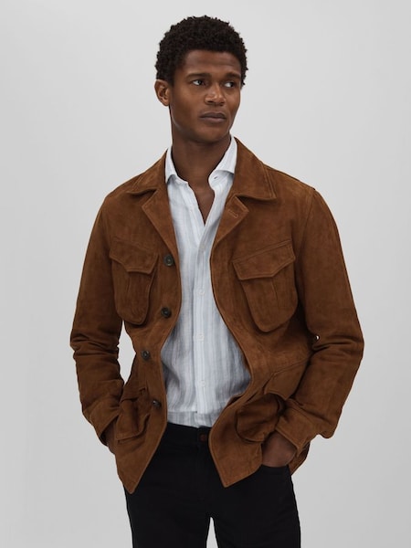 Oscar Jacobson Single Breasted Workwear Jacket in Brown (B21661) | €1,285