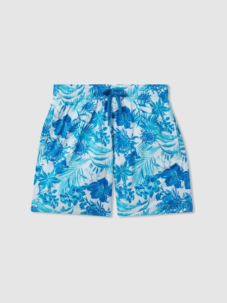 Vilebrequin Tropical Print Swim Shorts in Blanc Blue (B22264) | 165 €