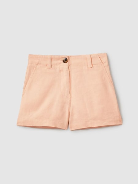 Teen Linen Loose Fit Shorts in Apricot (B38500) | $70