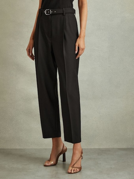 Petite Tapered Belted Trousers in Black (B38860) | €185