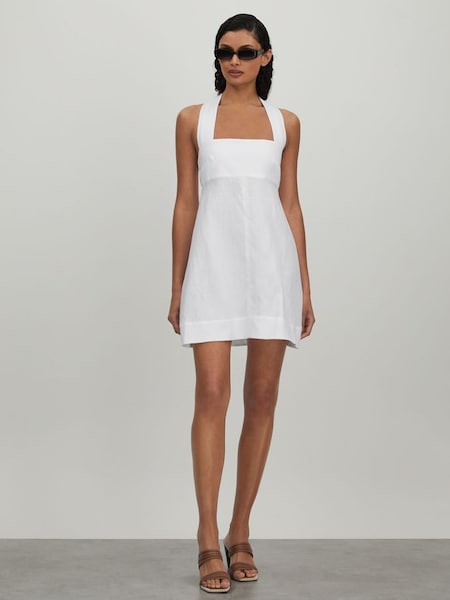Bondi Born Messina Linen Mini Dress in White (B45795) | $650