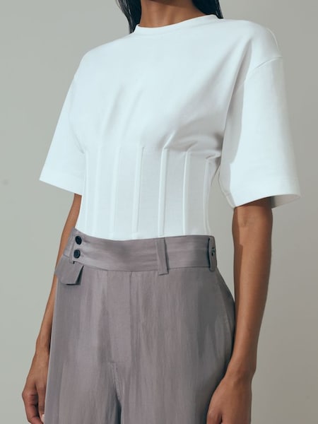 T-shirt détail corset Atelier en blanc (B50540) | 180 €