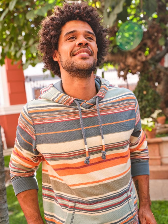 Brown striped hoodie clearance