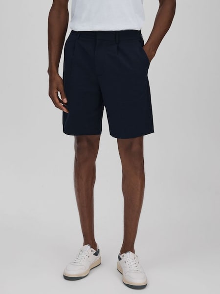 Wax London Seersucker Shorts in Navy (B54970) | $175