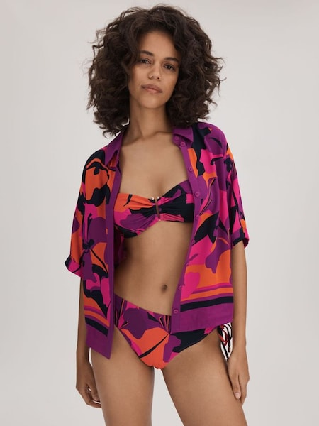 Florere Bedruckte Bikinihose mit Raffung, Rosa/Orange (B57391) | 60 €