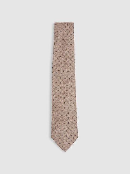 Albarese Oatmeal Silk Geometric Print Tie (B66212) | €95