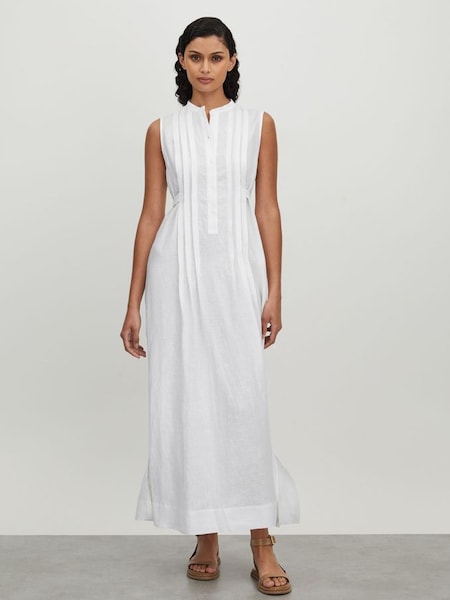 Bondi Born Linen Belted Midi Dress in White (B66455) | HK$7,130