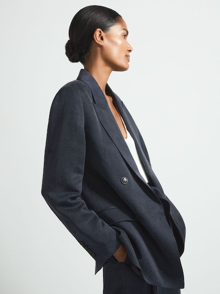 Atelier Cupro Double Breasted Suit Blazer in Navy (B71842) | $900