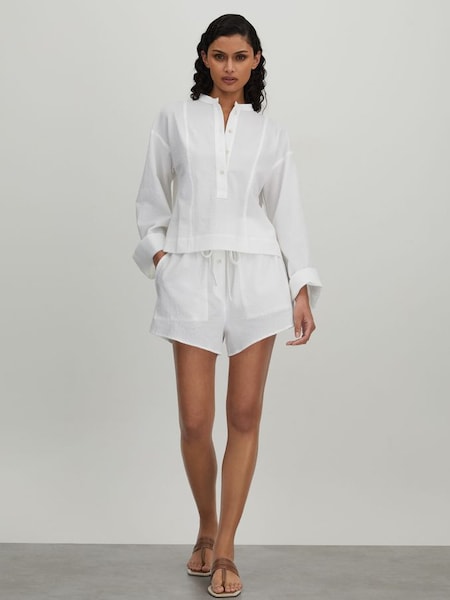 Bondi Born Cotton Blend Drawstring Shorts in White (B73051) | HK$3,010