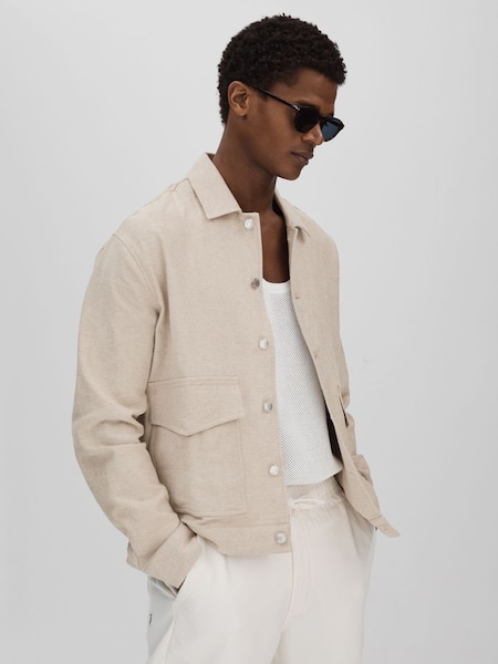 Wax London Linen-Cotton Jacket in Natural (B82247) | $260