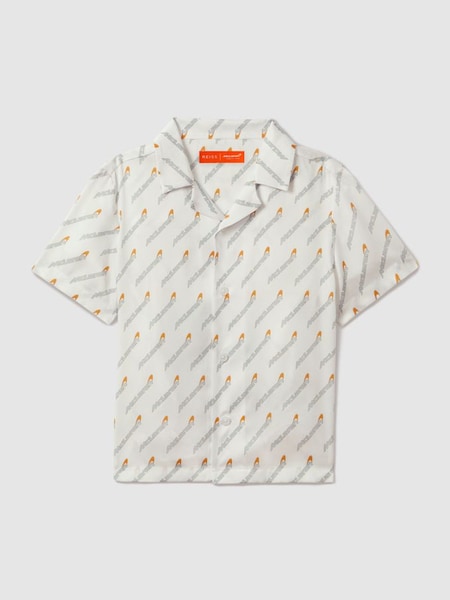 Teen McLaren F1 Monte Carlo Cuban Collar Shirt in White Multi (B92221) | $80