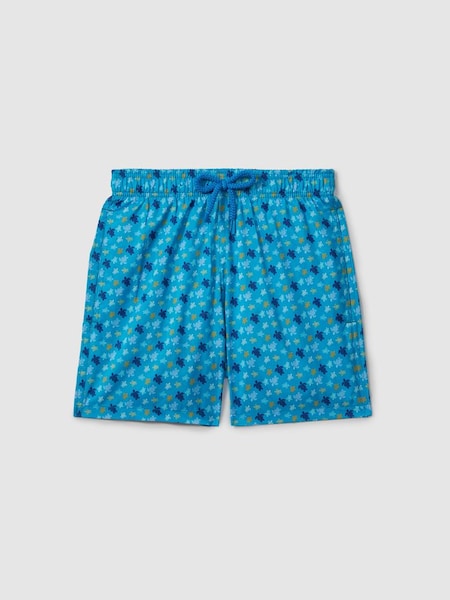 Vilebrequin Foldable Turtle Print Swim Shorts in Bleu Hawai (B92736) | SAR 655