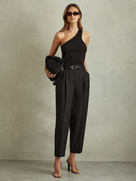 Tapered Belted Trousers in Black (B99377) | €185