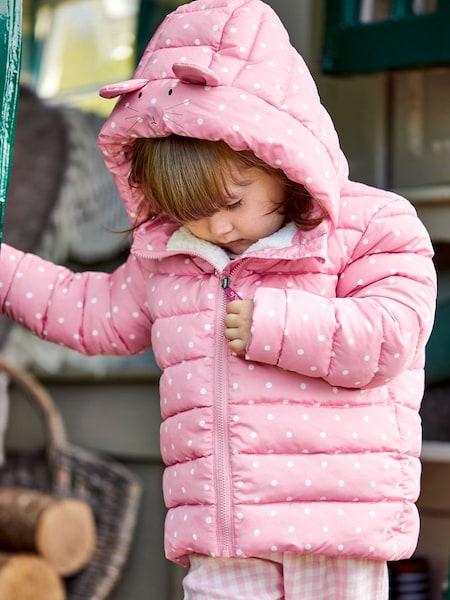 Girls' Mouse Puffer Jacket in Pink (C00214) | $78