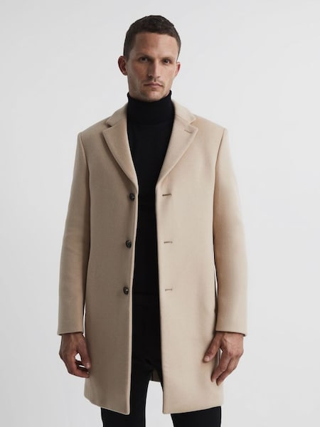 Single Breasted Overcoat in Stone (C02182) | CHF 425