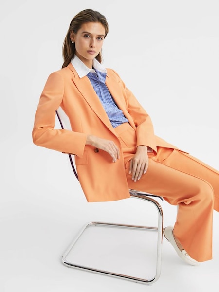 橙色羊毛混紡雙排扣西裝外套 (C02217) | HK$1,226