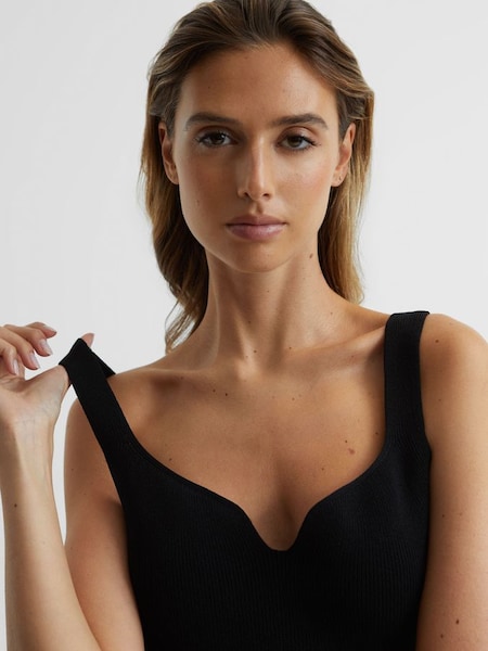 Sweetheart Neck Top in Black (C03003) | CHF 68