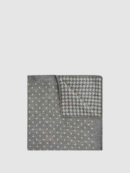 Reversible Dogtooth Silk Pocket Square in Airforce Blue (C03006) | HK$580
