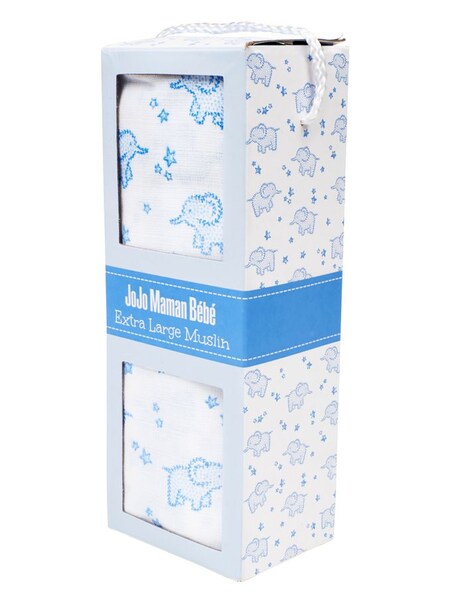Extra Large Elephant Print Muslin in Blue (C03266) | €18.50