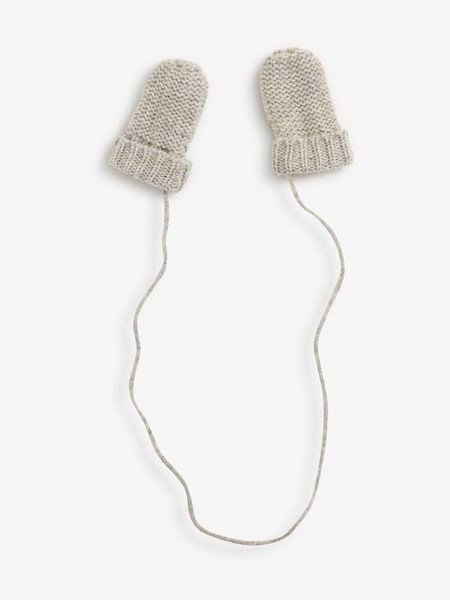 Grey Knitted Mittens with String (C05717) | €15