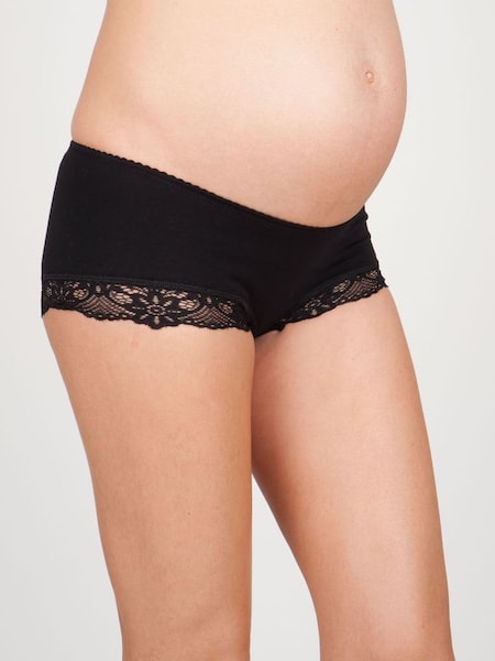 Black 3-Pack Lace Trim Maternity Shorts (C06697) | €19.50