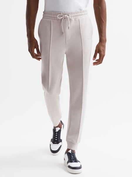 Pantalon de jogging Interlock blanc cassé à motif et cordon (C07353) | 93 €
