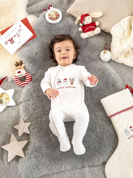 My First Christmas Sleepsuit in Cream (C07785) | €30