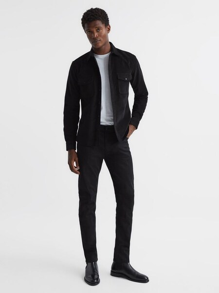 Tapered Slim Fit Jersey Stretch Jeans in Black (C09909) | $128