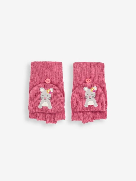 Mouse Embroidered Gloves in Fuchsia Mouse (C13672) | $25