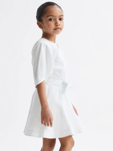 Senior Linen Dress in Ivory (C14838) | $94