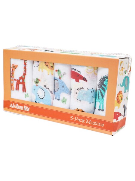 5-Pack Jungle Embroidered Muslins in (C15600) | €23.50