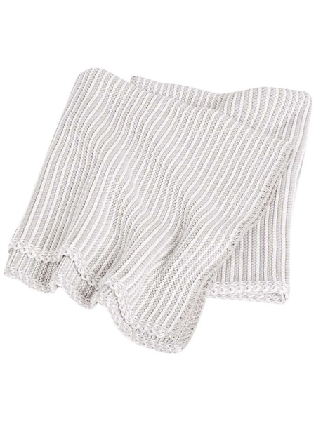 Knitted Stripe Blanket in Grey (C18250) | $40
