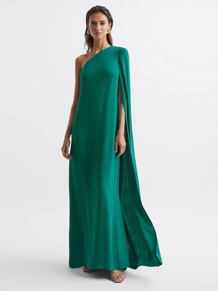 Cape One Shoulder Maxi Dress in Green (C18583) | HK$1,804