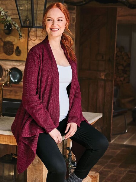 Wine Red Drape Maternity & Nursing Cardigan (C24165) | €13.50