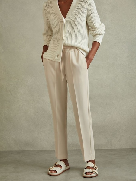 Tapered Pull On Trousers in Cream (C24748) | CHF 140