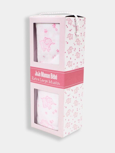 Extra Large Elephant Print Muslin in Pink (C27860) | €18.50